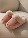 Solid Color Plush Thick-soled Slippers