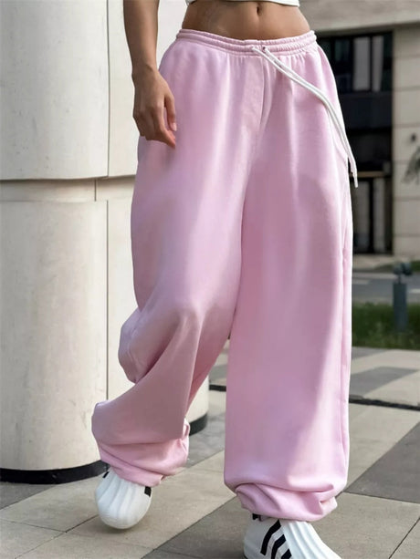 Liber Women's autumn loose lace-up straight pants
