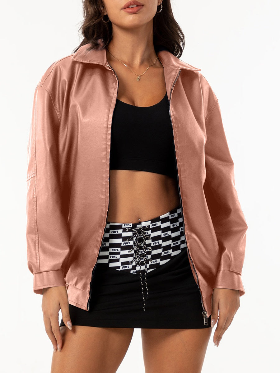 Street Cool Loose Pocket Leather Jacket