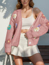 Macaron-colored 3D flowers Cardigans