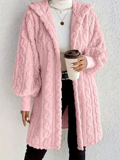 Solid Color Long-sleeved Hooded Loose Plush Jackets