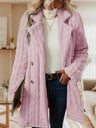 Twist Pattern Geometric Patterns Warm Blazer Collar Double-breasted Mid-length Jacket