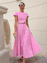 Short top A-line skirt button Umbrella skirt two-piece suit