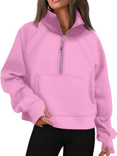 Liber Autumn Women's Pocket Solid Color Sweatshirts&Hoodies