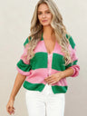 Color Blocking Striped Knitted Cardigan