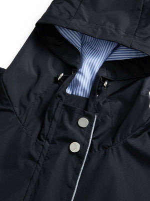 Leisure Water Proof Striped Lining Straight Zipper Hooded Jackets
