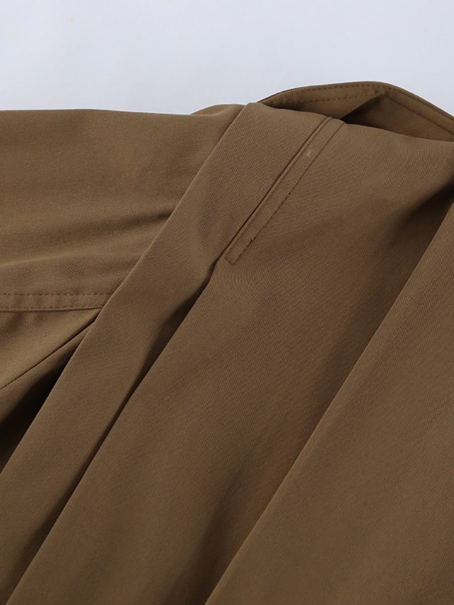 Liber Autumn Women's Buttons Solid Color Trench Coats