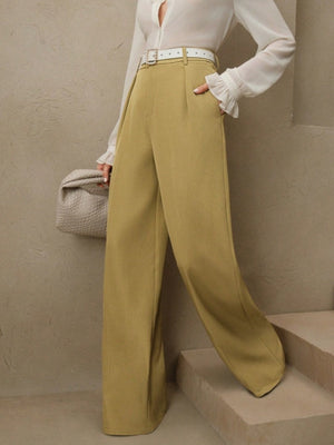 Slimming And Casual Drape Loose High Waist Straight Wide Leg Pants