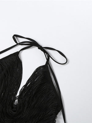 Tassel V-neck Halter Hip-hugging Mini&Short Dresses