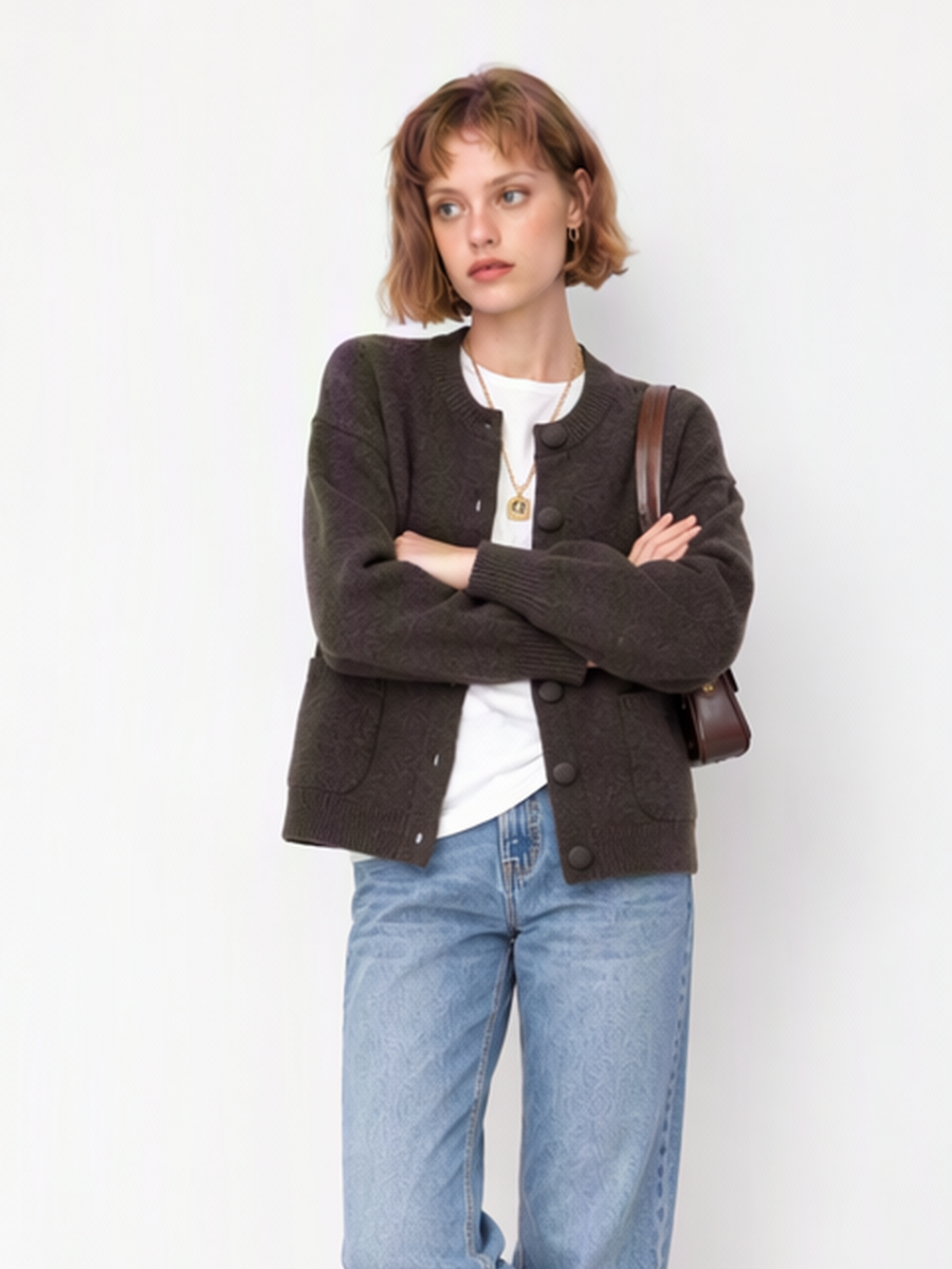 Long-sleeved Casual Loose Sweater Cardigan Solid Color Cardigans