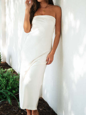 Liber Summer Women's Backless Solid Color Maxi Dresses