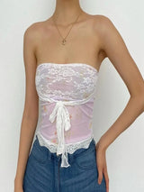 Liber Women's Summer Y2K Lace Tube Top