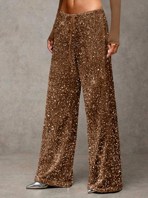 Drawstring Slimming Stretch Straight Leg Trousers