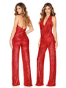 Sleeveless Halter Sequined Jumpsuit