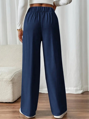 Casual High-waisted  Loose Straight leg Pocket Pants