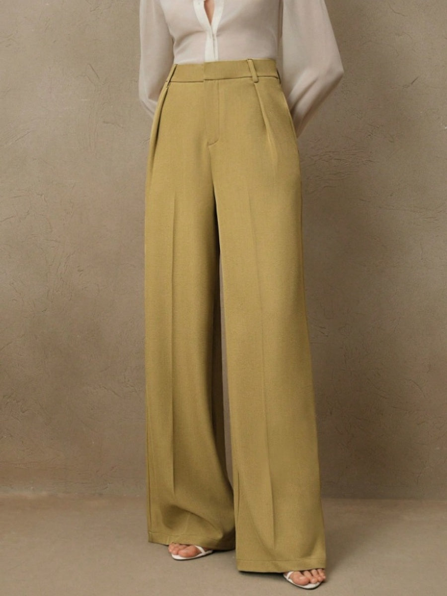 Slimming And Casual Drape Loose High Waist Straight Wide Leg Pants