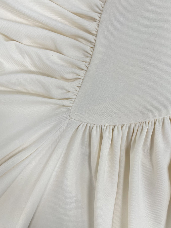 Long-sleeved, High-neck, Elegant, Slim-fitting, Pleated, Backless Long Dress