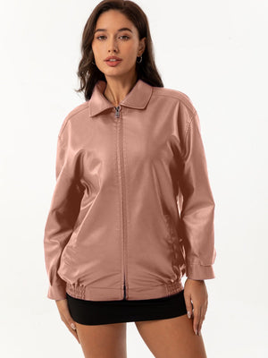 Street Cool Loose Pocket Leather Jacket
