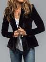 Velvet Long Sleeve Pocket Blazers