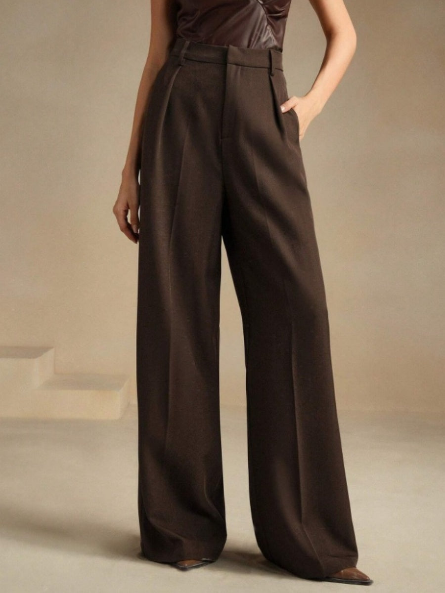 Slimming And Casual Drape Loose High Waist Straight Wide Leg Pants