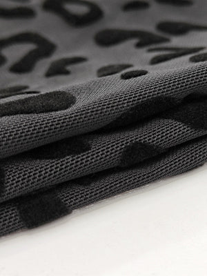 Perspective Mesh Flocked High-waisted Leg-lengthening Slightly Flared Casual Trousers