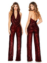 Sleeveless Halter Sequined Jumpsuit