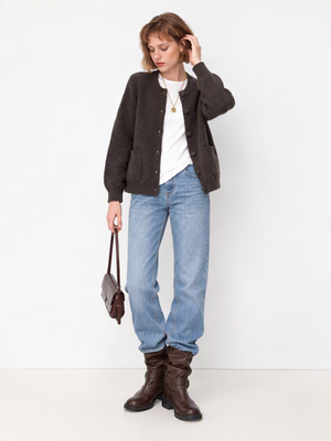 Long-sleeved Casual Loose Sweater Cardigan Solid Color Cardigans