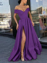 Off Shoulder High Slit Big Swing Formal Dress Maxi Dresses