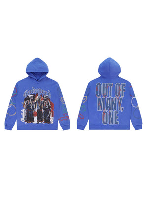 Rock Washed And Aged Skull Print Hooded Sweatshirt