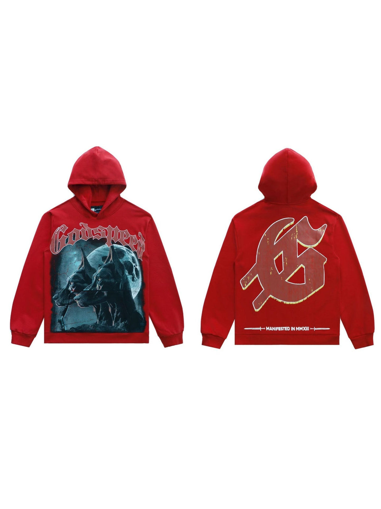 Rock Washed And Aged Printed Hooded Sweatshirt