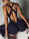 Leopard Print Cross Link Seamless Yoga Clothes Fitness Jumpsuits