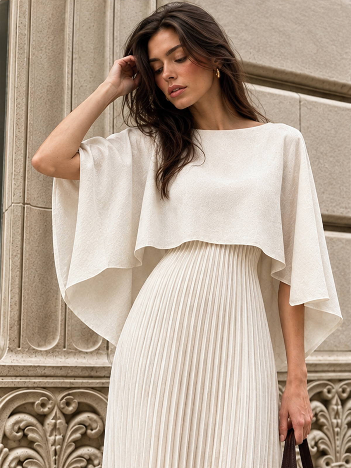 Cloak Batwing Sleeves Crimp Temperament Grace Maxi Dresses