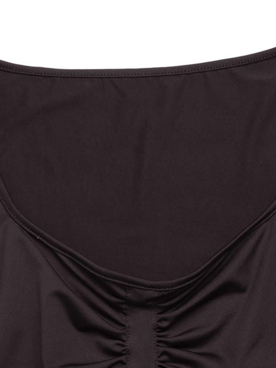 Heart-shaped Square Neck Long-sleeved Knitted Slim-fit Bodysuit/trousers