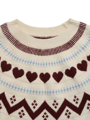 Heart-patterned Jacquard Inner Knitted Pullover Long-sleeved Thick Christmas Sweater