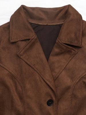 Retro-style Long Wool Coat With Suit Collar Coats