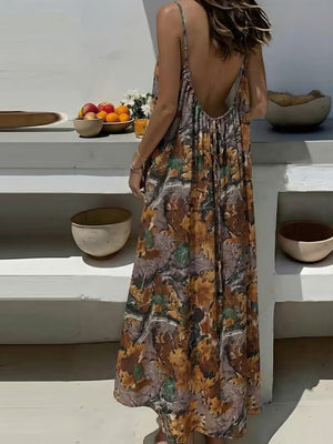 Vacation Halter-neck Backless Loose Long Dress