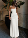 Solid Color Sleeveless Long Bodycon Dress With Back Tie Design