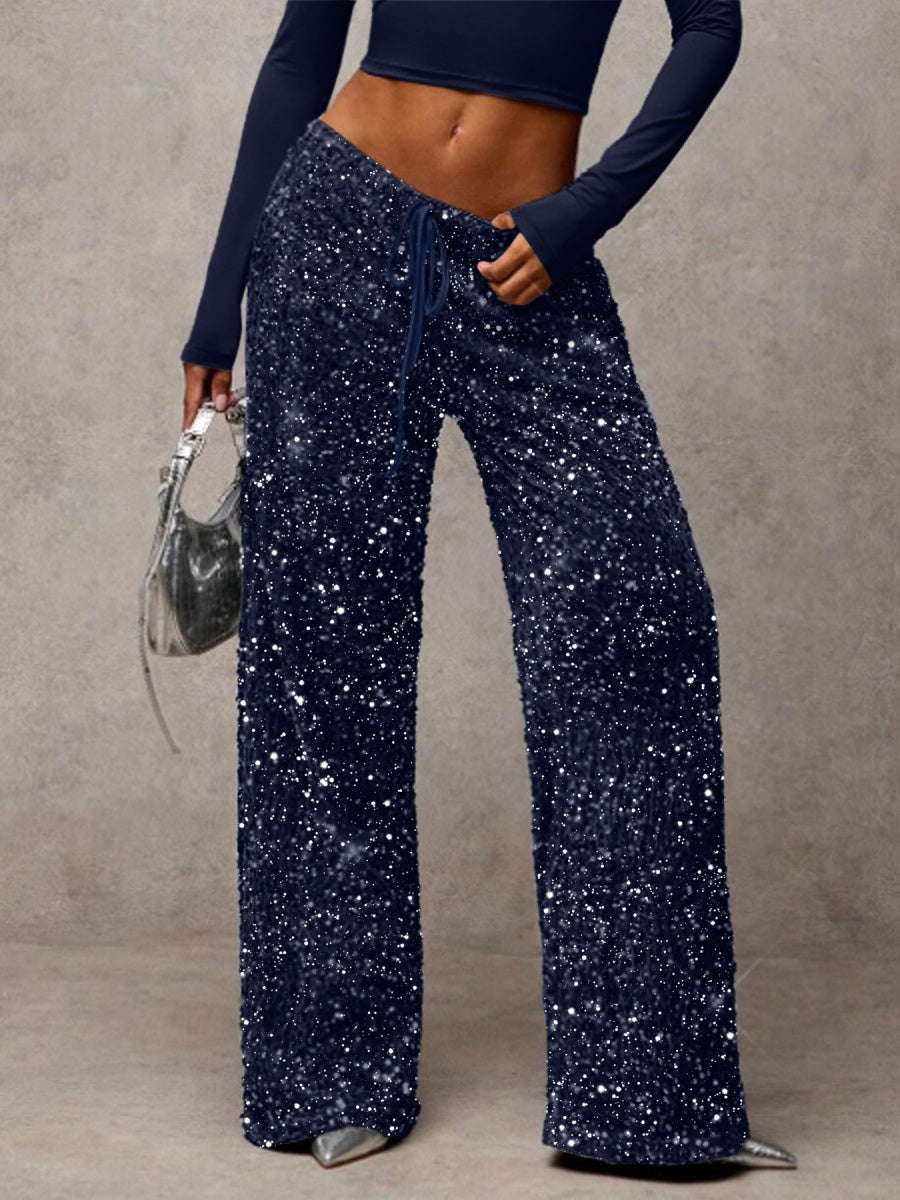 Drawstring Slimming Stretch Straight Leg Trousers