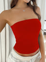 Tight-fitting Solid Color Backless Knitted Strapless Top