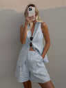 Flax Commuter Vest Loose Shorts Set 2-piece Sets
