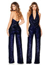 Sleeveless Halter Sequined Jumpsuit