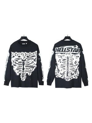 Dark Printed High Street Loose Long-sleeved T-shirt