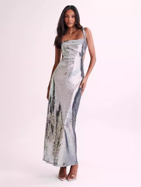 Liber Women's Bright surface Solid Color Party Maxi Dresses