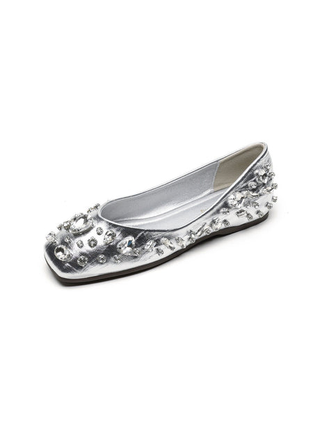Liber Spring and Autumn Diamond-studded Metallic Women's Flats