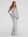 Liber Autumn women's sequined one-shoulder long dress