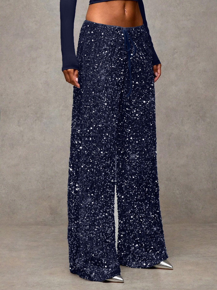 Drawstring Slimming Stretch Straight Leg Trousers