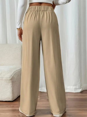 Casual High-waisted  Loose Straight leg Pocket Pants
