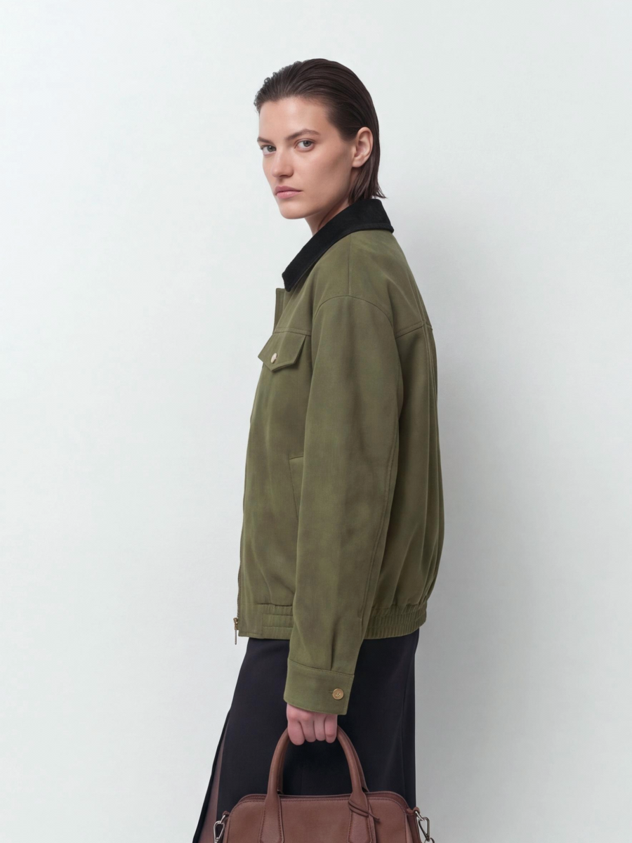 Zipper Pocket Solid Color Jackets