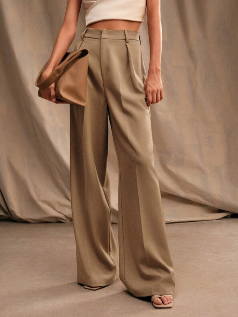 Slimming And Casual Drape Loose High Waist Straight Wide Leg Pants