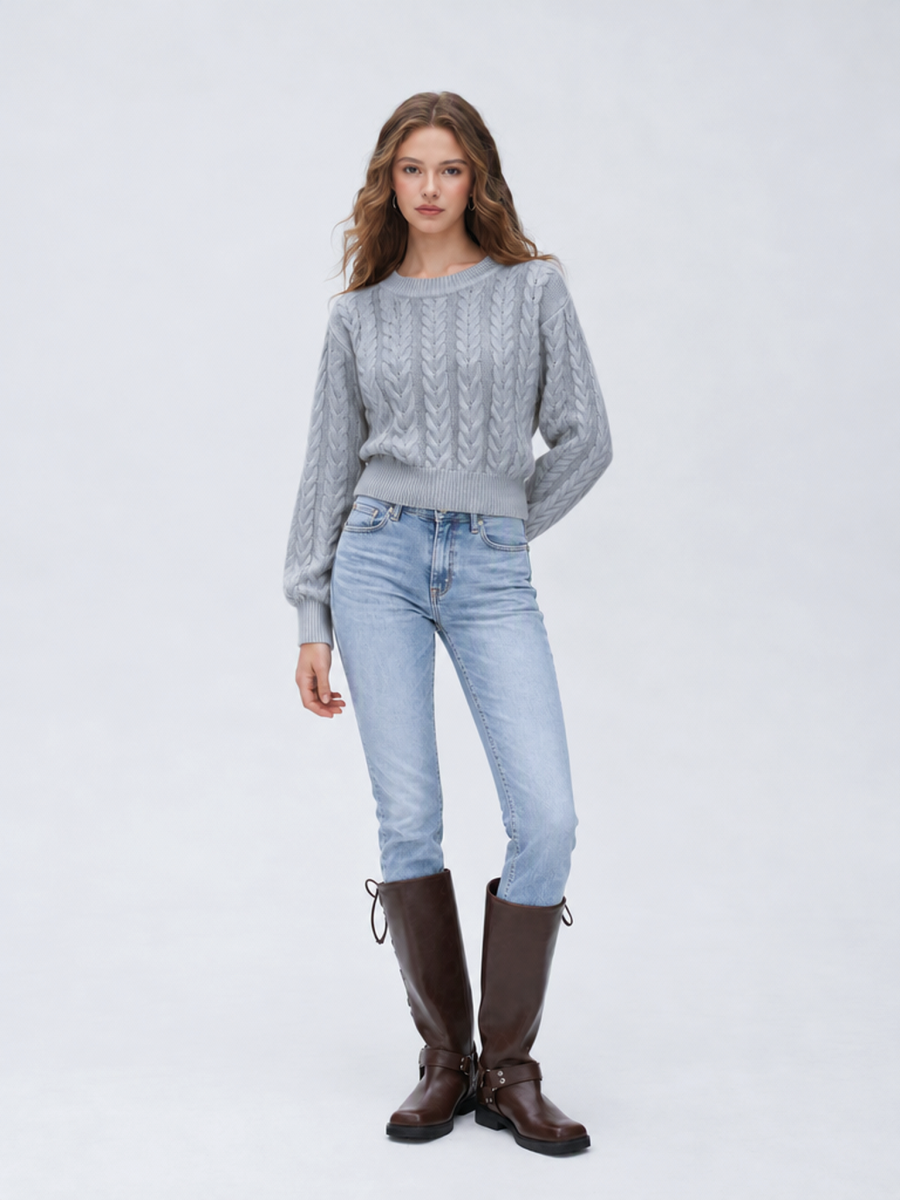 Cable Knit Cropped Sweater